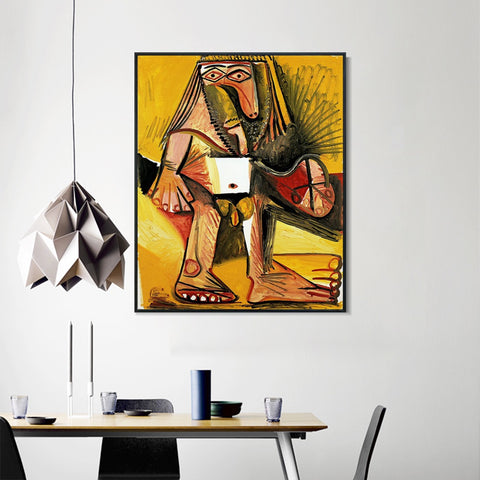 INVIN ART Framed Canvas Giclee Print Art 1971 Homme nu debout by Pablo Picasso Wall Art Living Room Home Office Decorations