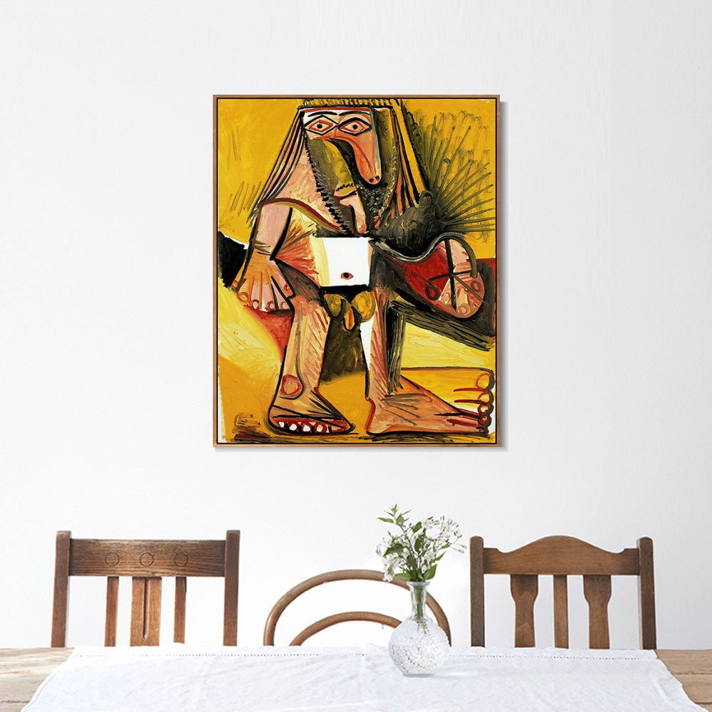 INVIN ART Framed Canvas Giclee Print Art 1971 Homme nu debout by Pablo Picasso Wall Art Living Room Home Office Decorations