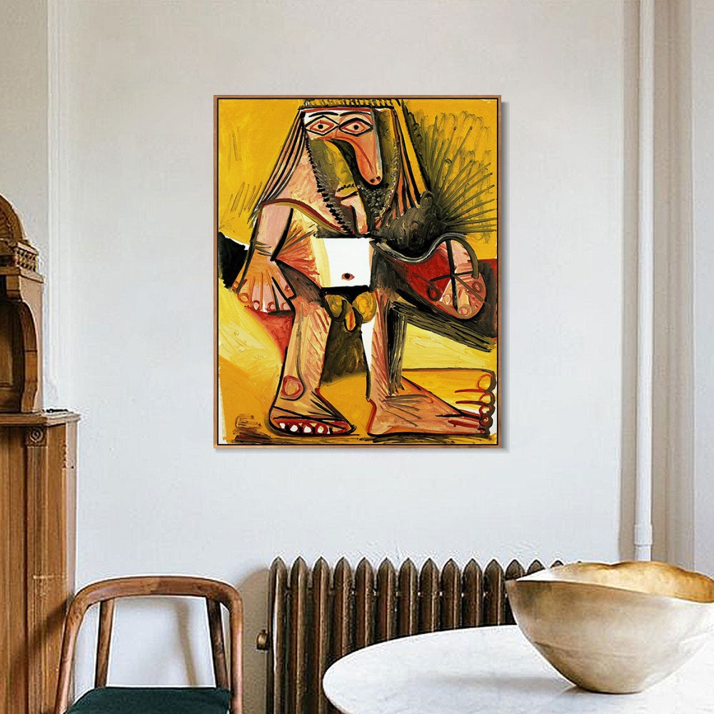 INVIN ART Framed Canvas Giclee Print Art 1971 Homme nu debout by Pablo Picasso Wall Art Living Room Home Office Decorations