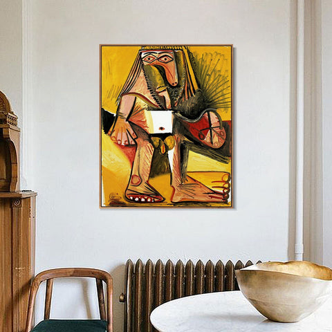 INVIN ART Framed Canvas Giclee Print Art 1971 Homme nu debout by Pablo Picasso Wall Art Living Room Home Office Decorations