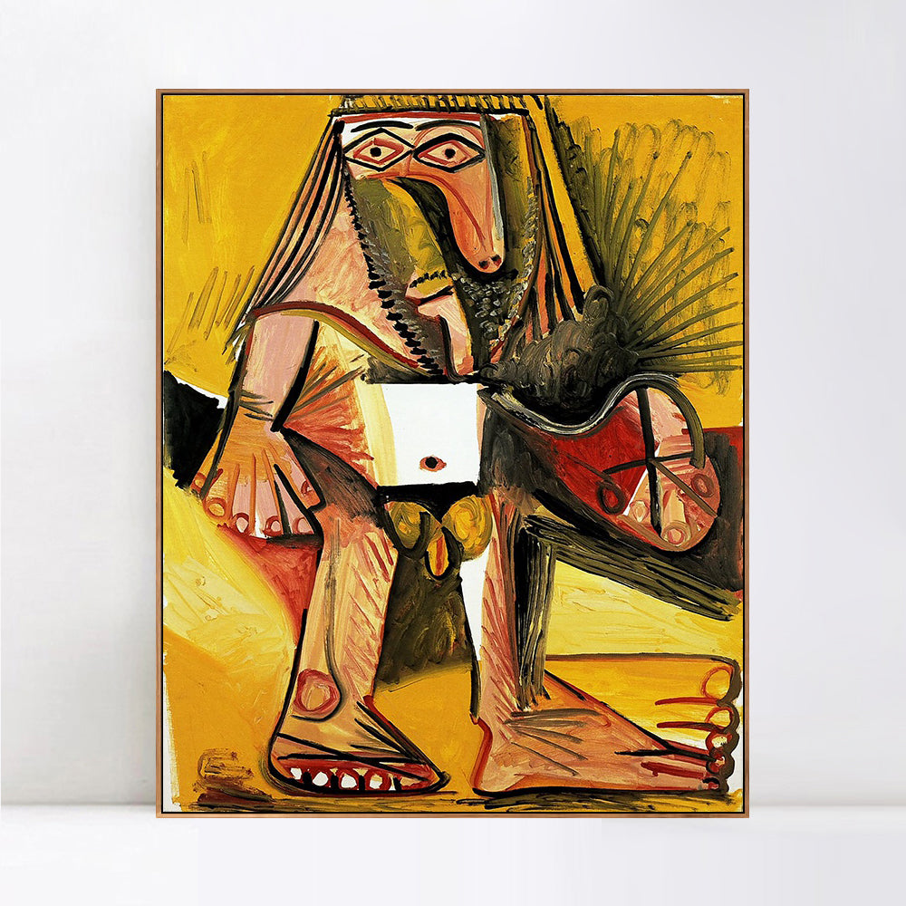 INVIN ART Framed Canvas Giclee Print Art 1971 Homme nu debout by Pablo Picasso Wall Art Living Room Home Office Decorations