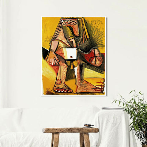 INVIN ART Framed Canvas Giclee Print Art 1971 Homme nu debout by Pablo Picasso Wall Art Living Room Home Office Decorations