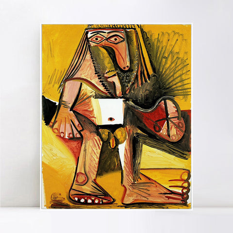 INVIN ART Framed Canvas Giclee Print Art 1971 Homme nu debout by Pablo Picasso Wall Art Living Room Home Office Decorations