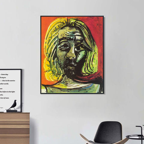 INVIN ART Framed Canvas Giclee Print Art 1971 Tete d'homme 7 by Pablo Picasso Wall Art Living Room Home Office Decorations