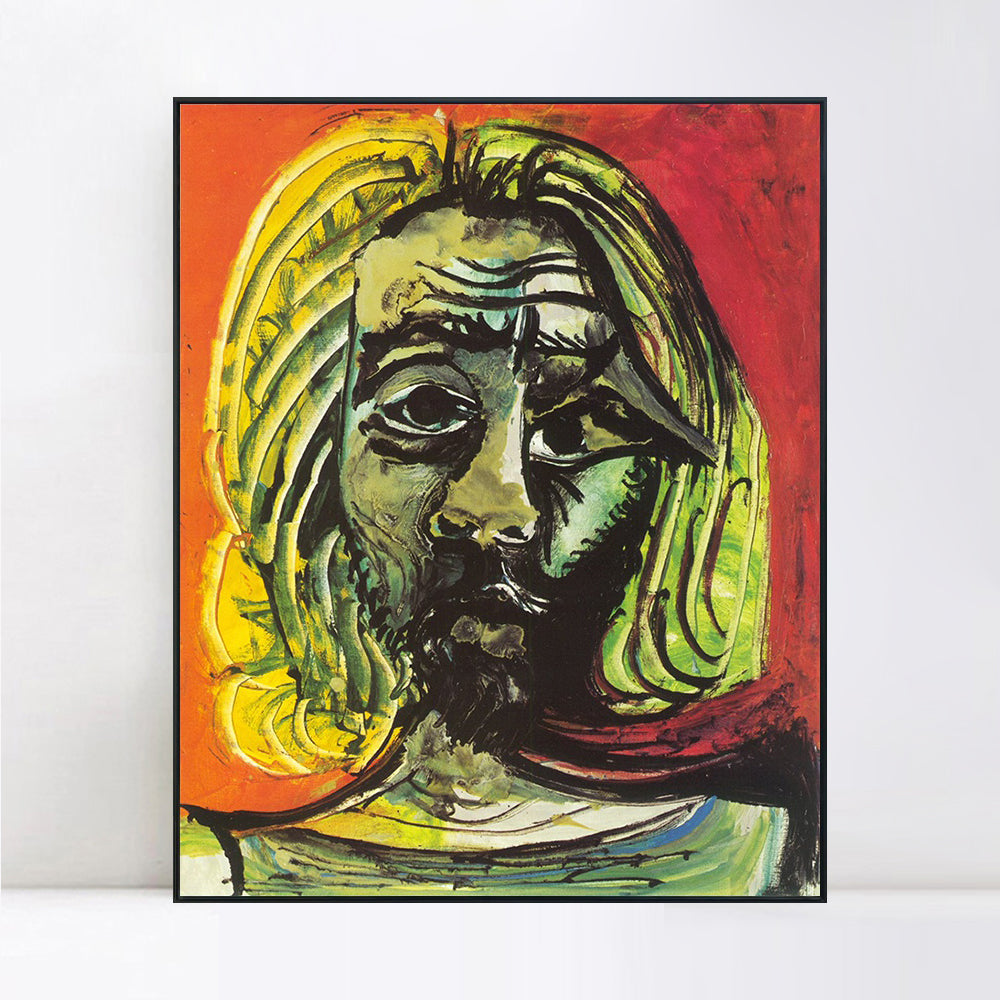 INVIN ART Framed Canvas Giclee Print Art 1971 Tete d'homme 7 by Pablo Picasso Wall Art Living Room Home Office Decorations