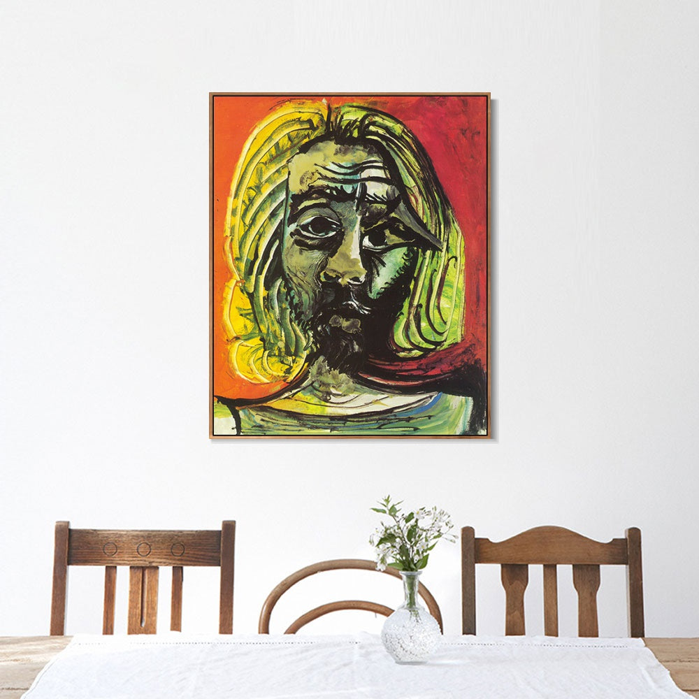 INVIN ART Framed Canvas Giclee Print Art 1971 Tete d'homme 7 by Pablo Picasso Wall Art Living Room Home Office Decorations