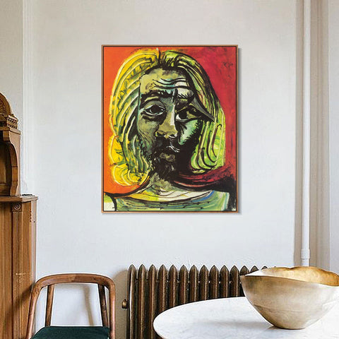 INVIN ART Framed Canvas Giclee Print Art 1971 Tete d'homme 7 by Pablo Picasso Wall Art Living Room Home Office Decorations