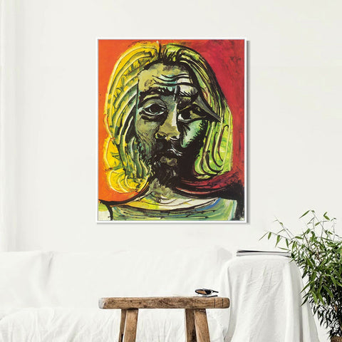 INVIN ART Framed Canvas Giclee Print Art 1971 Tete d'homme 7 by Pablo Picasso Wall Art Living Room Home Office Decorations