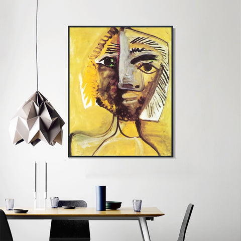 INVIN ART Framed Canvas Giclee Print Art 1971 Tete d'homme 8 by Pablo Picasso Wall Art Living Room Home Office Decorations