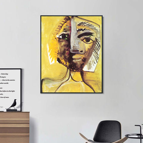INVIN ART Framed Canvas Giclee Print Art 1971 Tete d'homme 8 by Pablo Picasso Wall Art Living Room Home Office Decorations
