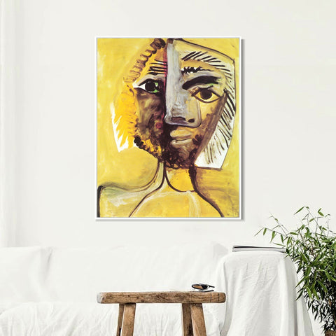 INVIN ART Framed Canvas Giclee Print Art 1971 Tete d'homme 8 by Pablo Picasso Wall Art Living Room Home Office Decorations