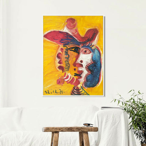 INVIN ART Framed Canvas Giclee Print Art 1971 Tete d'homme 93 by Pablo Picasso Wall Art Living Room Home Office Decorations