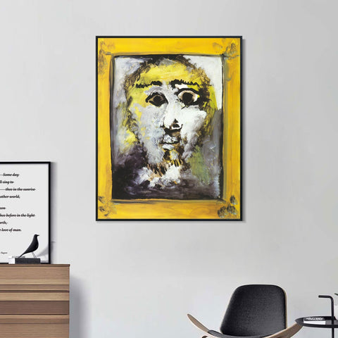 INVIN ART Framed Canvas Giclee Print Art 1971 Tete d'homme dans un cadre by Pablo Picasso Wall Art Living Room Home Office Decorations