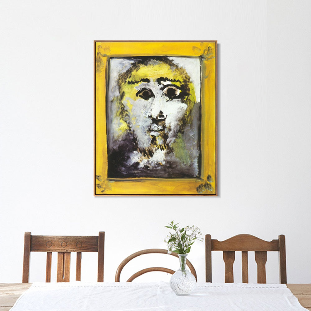 INVIN ART Framed Canvas Giclee Print Art 1971 Tete d'homme dans un cadre by Pablo Picasso Wall Art Living Room Home Office Decorations