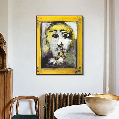 INVIN ART Framed Canvas Giclee Print Art 1971 Tete d'homme dans un cadre by Pablo Picasso Wall Art Living Room Home Office Decorations