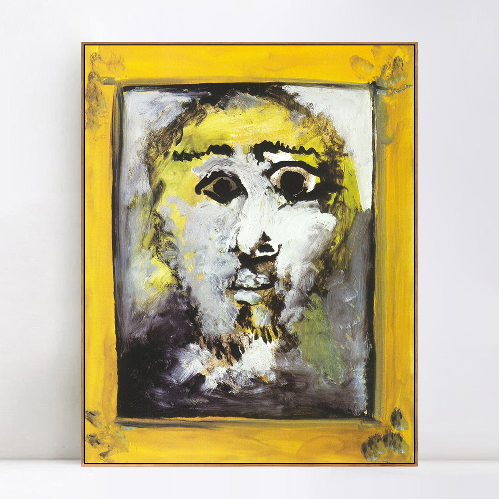 INVIN ART Framed Canvas Giclee Print Art 1971 Tete d'homme dans un cadre by Pablo Picasso Wall Art Living Room Home Office Decorations