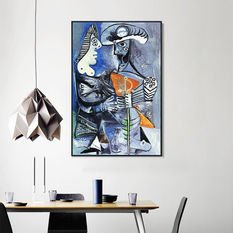 INVIN ART Framed Canvas Giclee Print Art 1970 Le matador et femme _l'oiseau by Pablo Picasso Wall Art Living Room Home Office Decorations