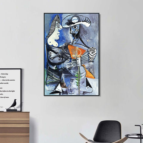 INVIN ART Framed Canvas Giclee Print Art 1970 Le matador et femme _l'oiseau by Pablo Picasso Wall Art Living Room Home Office Decorations