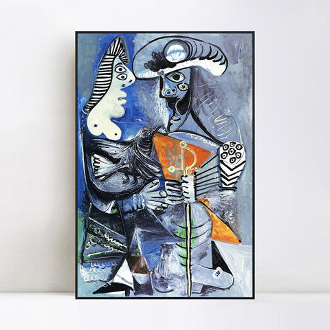 INVIN ART Framed Canvas Giclee Print Art 1970 Le matador et femme _l'oiseau by Pablo Picasso Wall Art Living Room Home Office Decorations