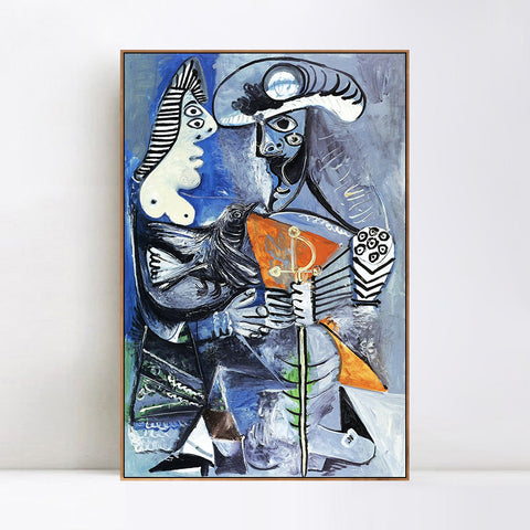INVIN ART Framed Canvas Giclee Print Art 1970 Le matador et femme _l'oiseau by Pablo Picasso Wall Art Living Room Home Office Decorations