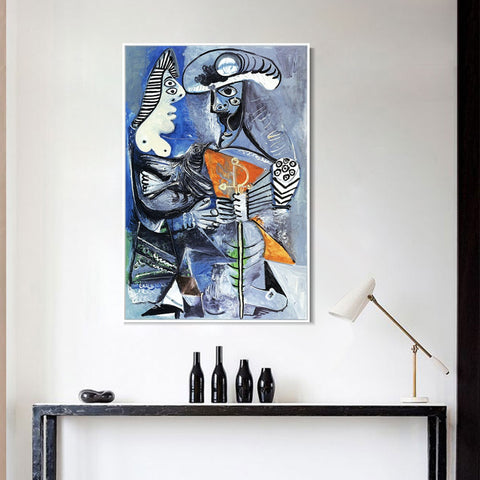 INVIN ART Framed Canvas Giclee Print Art 1970 Le matador et femme _l'oiseau by Pablo Picasso Wall Art Living Room Home Office Decorations