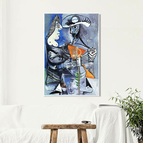 INVIN ART Framed Canvas Giclee Print Art 1970 Le matador et femme _l'oiseau by Pablo Picasso Wall Art Living Room Home Office Decorations