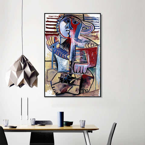 INVIN ART Framed Canvas Giclee Print Art 1971 Enfant [Personnage _la pelle] by Pablo Picasso Wall Art Living Room Home Office Decorations