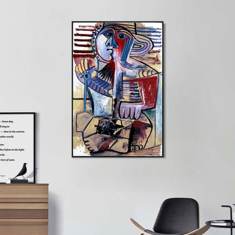 INVIN ART Framed Canvas Giclee Print Art 1971 Enfant [Personnage _la pelle] by Pablo Picasso Wall Art Living Room Home Office Decorations