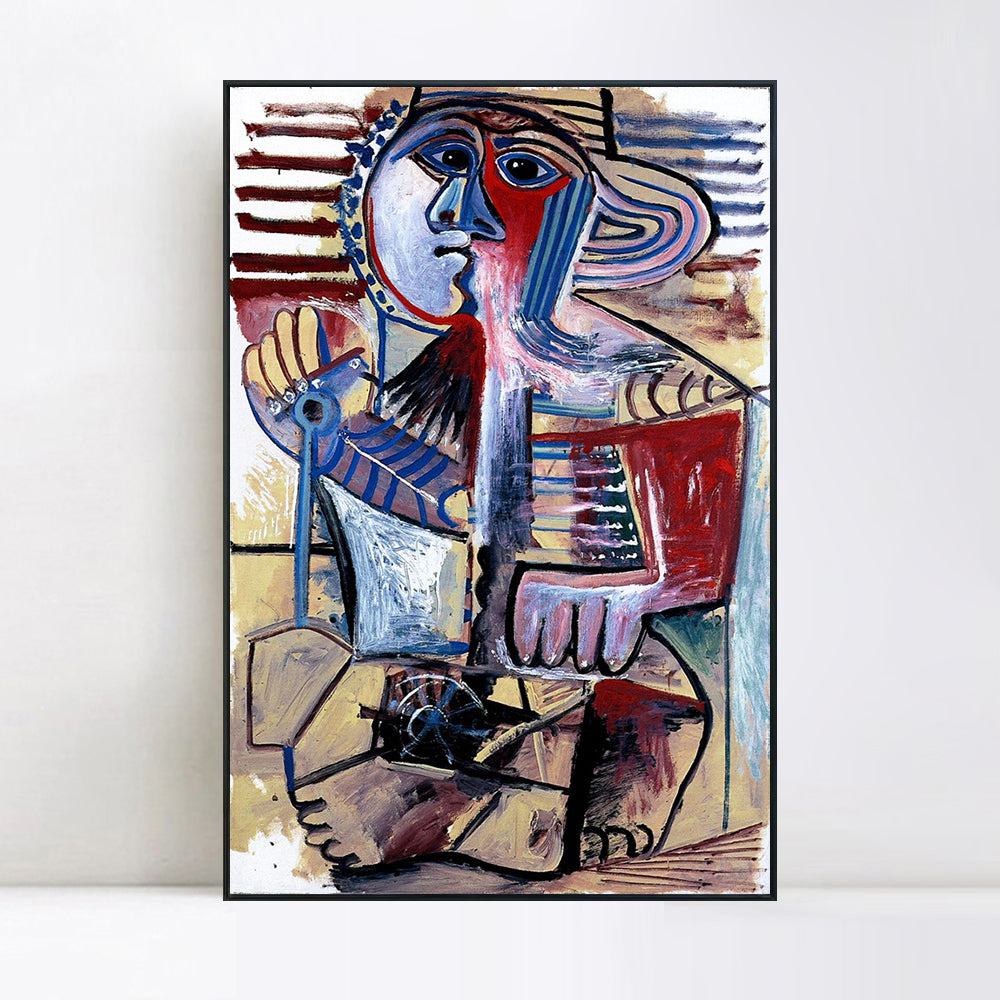 INVIN ART Framed Canvas Giclee Print Art 1971 Enfant [Personnage _la pelle] by Pablo Picasso Wall Art Living Room Home Office Decorations