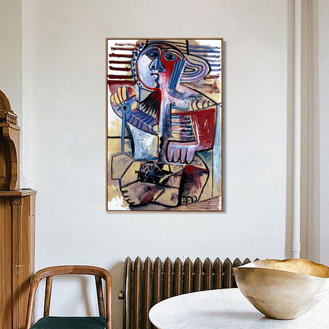 INVIN ART Framed Canvas Giclee Print Art 1971 Enfant [Personnage _la pelle] by Pablo Picasso Wall Art Living Room Home Office Decorations