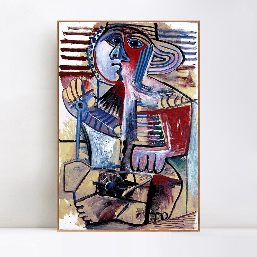 INVIN ART Framed Canvas Giclee Print Art 1971 Enfant [Personnage _la pelle] by Pablo Picasso Wall Art Living Room Home Office Decorations