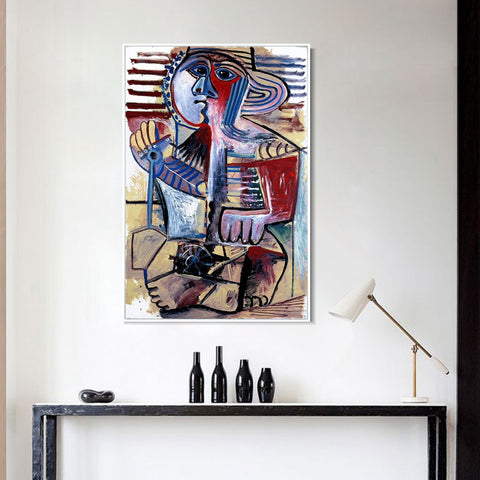 INVIN ART Framed Canvas Giclee Print Art 1971 Enfant [Personnage _la pelle] by Pablo Picasso Wall Art Living Room Home Office Decorations
