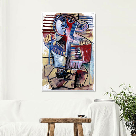 INVIN ART Framed Canvas Giclee Print Art 1971 Enfant [Personnage _la pelle] by Pablo Picasso Wall Art Living Room Home Office Decorations