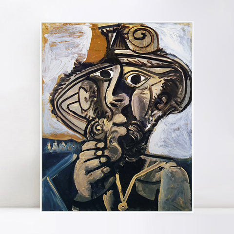 INVIN ART Framed Canvas Giclee Print Art 1971 Homme _la pipe (pour Jacqueline) by Pablo Picasso Wall Art Living Room Home Office Decorations