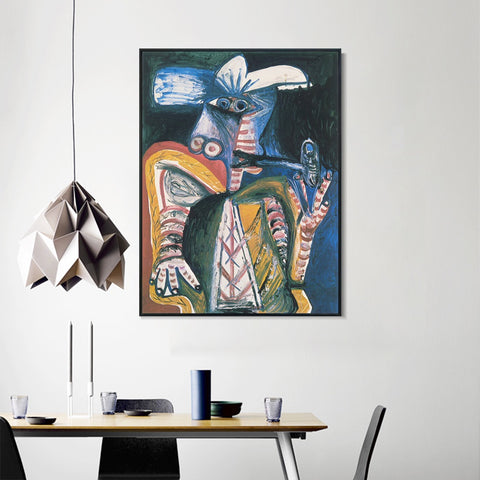 INVIN ART Framed Canvas Giclee Print Art 1971 Homme _la pipe by Pablo Picasso Wall Art Living Room Home Office Decorations