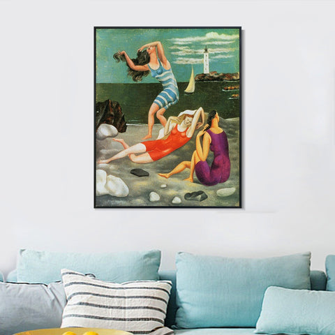 INVIN ART Framed Canvas Giclee Print Art 1918 Les baigneuses by Pablo Picasso Wall Art Living Room Home Office Decorations