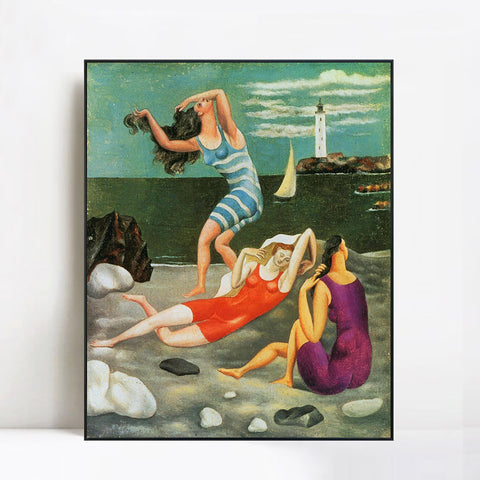 INVIN ART Framed Canvas Giclee Print Art 1918 Les baigneuses by Pablo Picasso Wall Art Living Room Home Office Decorations