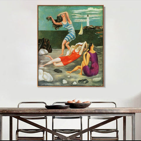 INVIN ART Framed Canvas Giclee Print Art 1918 Les baigneuses by Pablo Picasso Wall Art Living Room Home Office Decorations