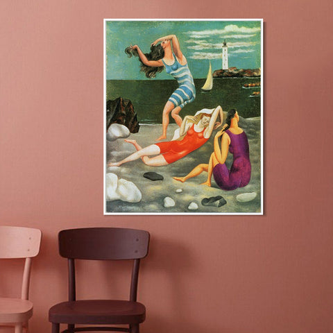INVIN ART Framed Canvas Giclee Print Art 1918 Les baigneuses by Pablo Picasso Wall Art Living Room Home Office Decorations