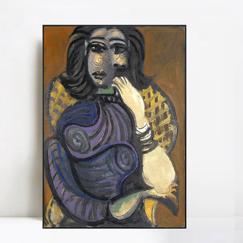 INVIN ART Framed Canvas Giclee Print Art 1940 Femme dans un fauteuil by Pablo Picasso Wall Art Living Room Home Office Decorations