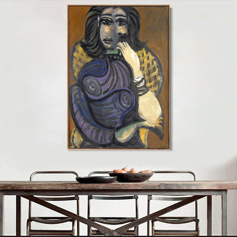 INVIN ART Framed Canvas Giclee Print Art 1940 Femme dans un fauteuil by Pablo Picasso Wall Art Living Room Home Office Decorations