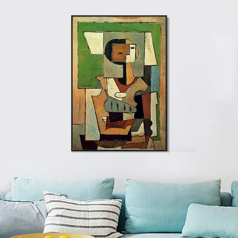 INVIN ART Framed Canvas Giclee Print Art 1920 Composition avec personnage [Femme aux bras croises] by Pablo Picasso Wall Art Living Room Home Office Decorations