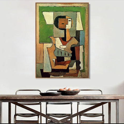 INVIN ART Framed Canvas Giclee Print Art 1920 Composition avec personnage [Femme aux bras croises] by Pablo Picasso Wall Art Living Room Home Office Decorations