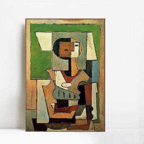 INVIN ART Framed Canvas Giclee Print Art 1920 Composition avec personnage [Femme aux bras croises] by Pablo Picasso Wall Art Living Room Home Office Decorations