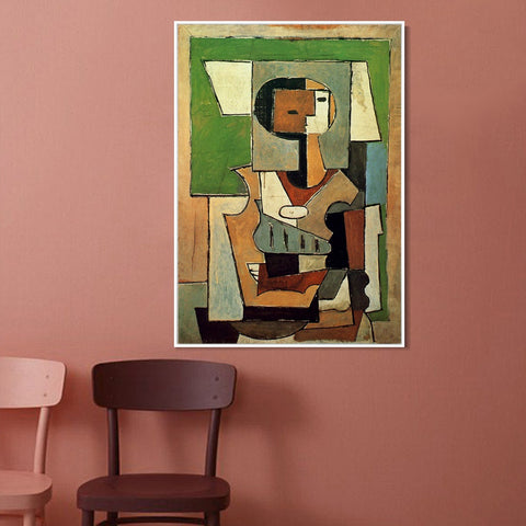 INVIN ART Framed Canvas Giclee Print Art 1920 Composition avec personnage [Femme aux bras croises] by Pablo Picasso Wall Art Living Room Home Office Decorations