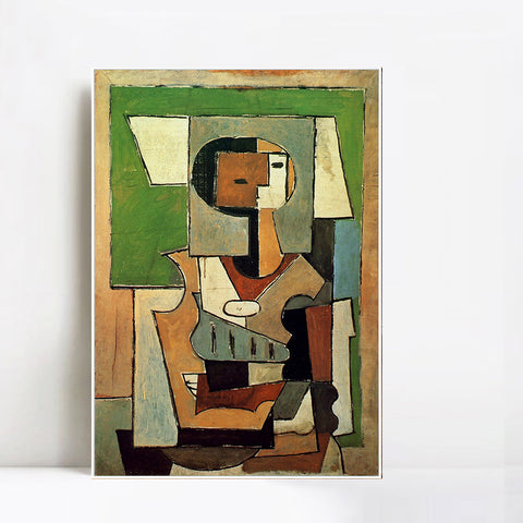 INVIN ART Framed Canvas Giclee Print Art 1920 Composition avec personnage [Femme aux bras croises] by Pablo Picasso Wall Art Living Room Home Office Decorations