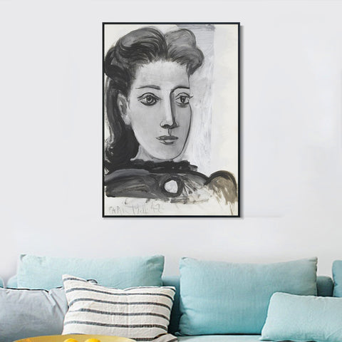 INVIN ART Framed Canvas Giclee Print Art 1942 Portrait de Dora Maar 2 by Pablo Picasso Wall Art Living Room Home Office Decorations