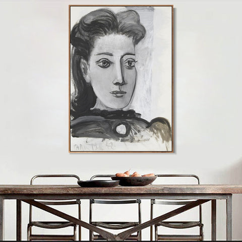 INVIN ART Framed Canvas Giclee Print Art 1942 Portrait de Dora Maar 2 by Pablo Picasso Wall Art Living Room Home Office Decorations