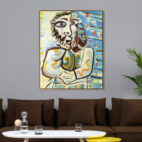 INVIN ART Framed Canvas Giclee Print Art 1971 Buste d`homme les mains crois??es,Bust of Man Hands Crossed by Pablo Picasso Wall Art Living Room Home Office Decorations