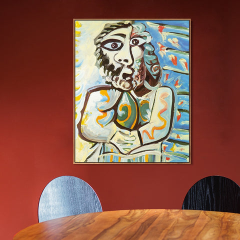 INVIN ART Framed Canvas Giclee Print Art 1971 Buste d`homme les mains crois??es,Bust of Man Hands Crossed by Pablo Picasso Wall Art Living Room Home Office Decorations